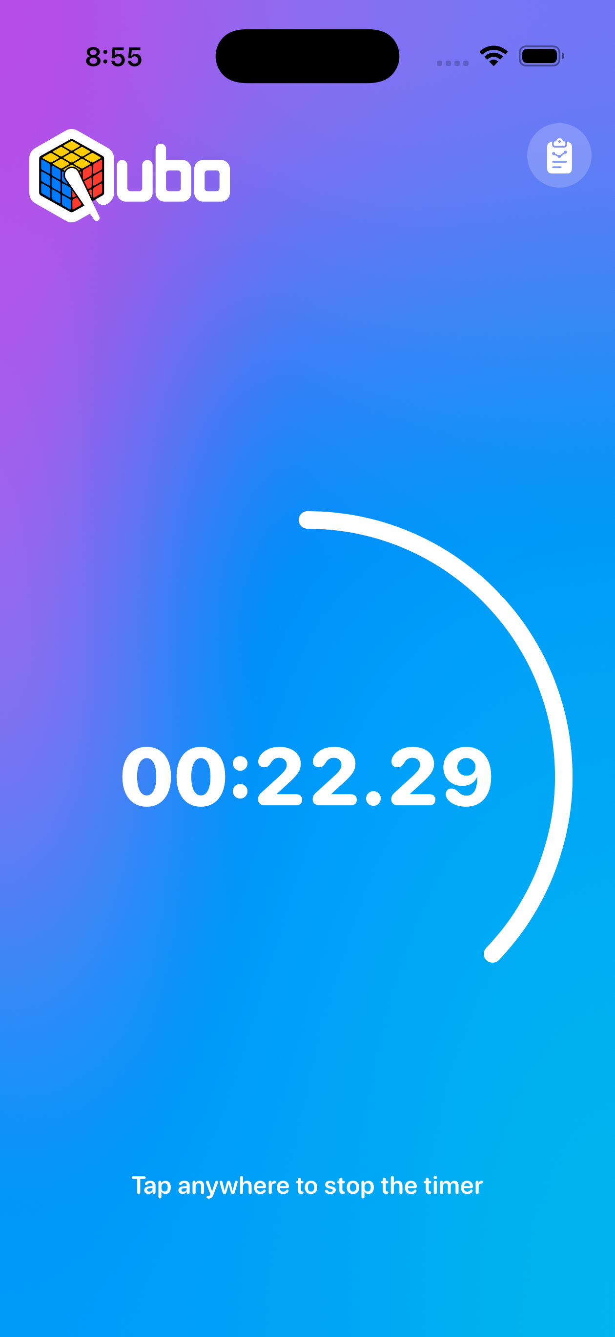 Qubo timer running on iPhone